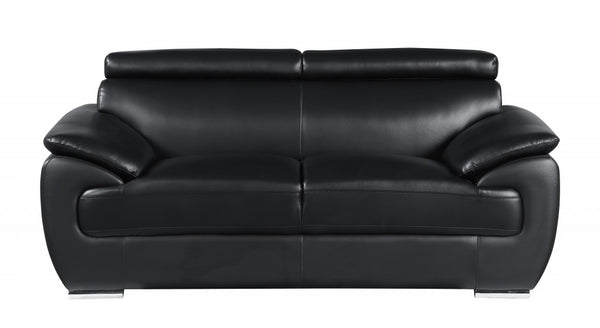 32" to 38" Captivating Black Leather Loveseat