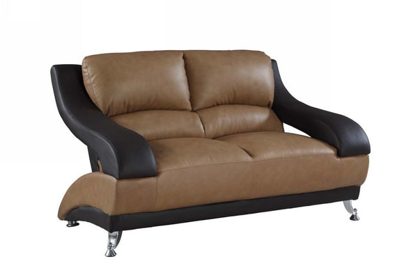 38" Dazzling Twoto Tone Leather Loveseat