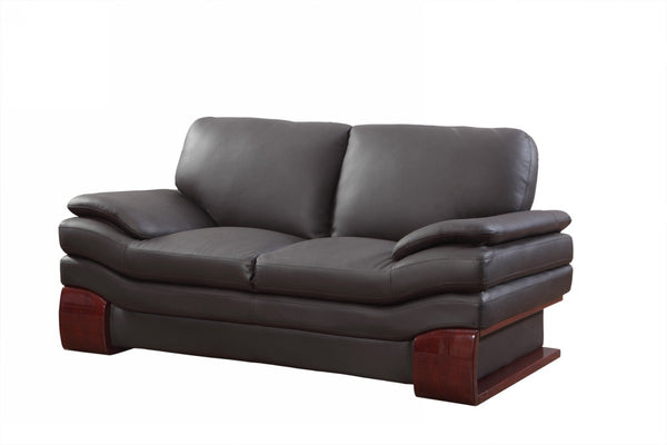 44" Dazzling Brown Leather Loveseat