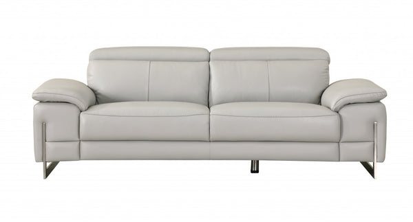 31" Tasteful Light Grey Leather Sofa