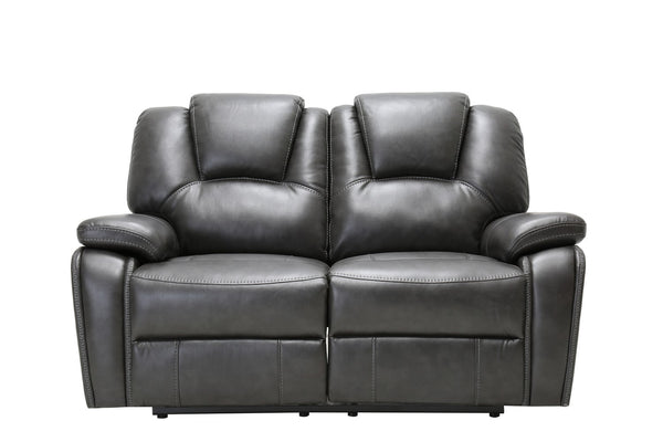 40" Contemporary Grey Leather Power Reclining Loveseat