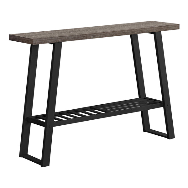 12" x 47.25" x 32" Dark Taupe Finish and Black Metal Hollow Core Hall Console