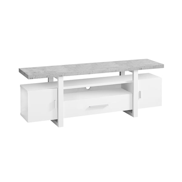 White  TV Stand With Grey Top