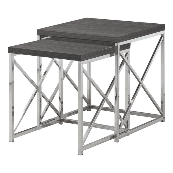 37.25" x 37.25" x 40.5" Grey Particle Board Metal  2pcs Nesting Table Set