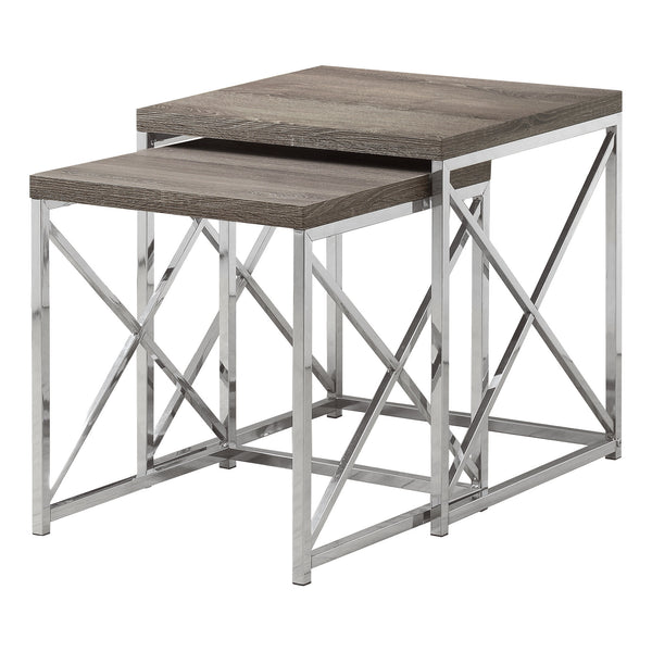 37.25" x 37.25" x 40.5" Dark Taupe Particle Board Metal  2pcs Nesting Table Set