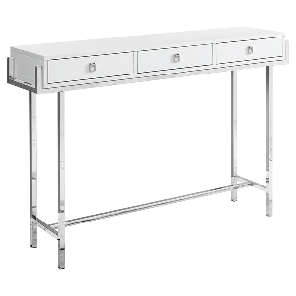 12" x 48" x 31.75" White Particle Board Metal  Accent Table