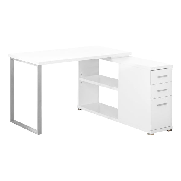 47.25" x 47.25" x 29.5" White Silver Particle Board Hollow Core Metal  Computer Desk With A Hollow Core