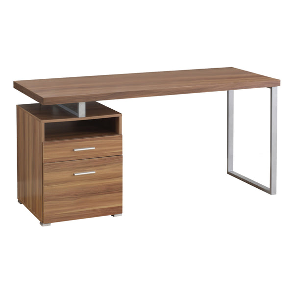 23.75" x 60" x 30" Walnut Silver Particle Board Hollow Core Metal  Computer Desk