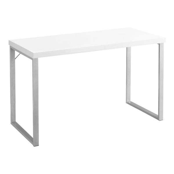 23.75" x 47.25" x 30" White Silver Particle Board Hollow Core Metal  Computer Desk