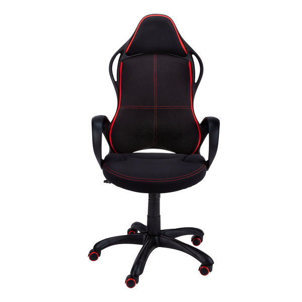 46" Black and Red Fabric Multi Position Office Chair