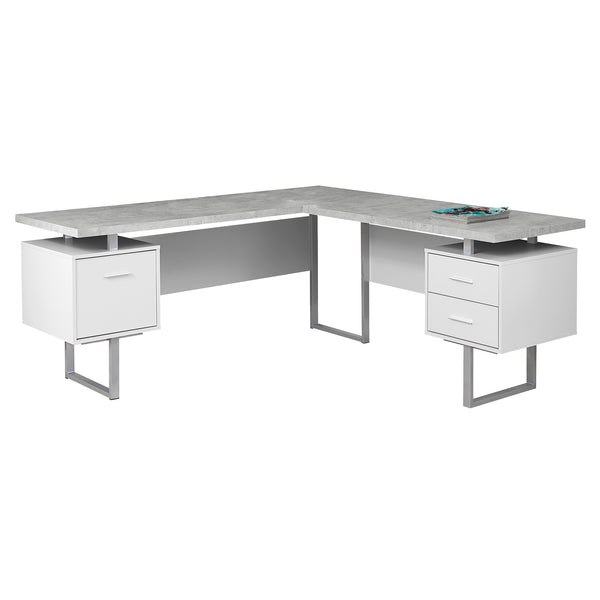 71" x 71" x 30" Grey  Silver  White  Particle Board  Hollow Core  Metal   Computer Desk