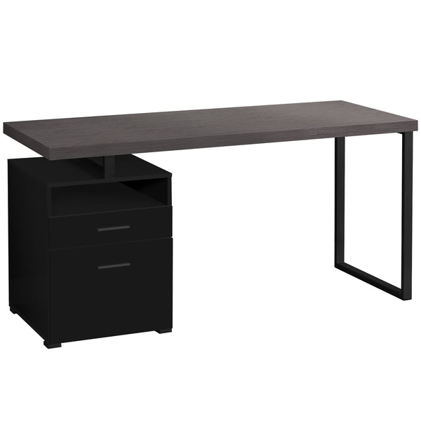 23.75" x 60" x 30" Black Grey Particle Board Hollow Core Metal  Computer Desk