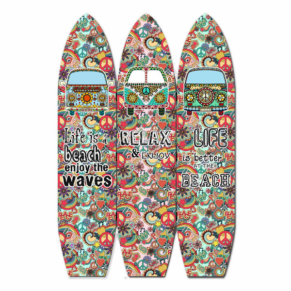 47 x 1 x 71 Multicolor Vintage Wood Surfboard  Screen