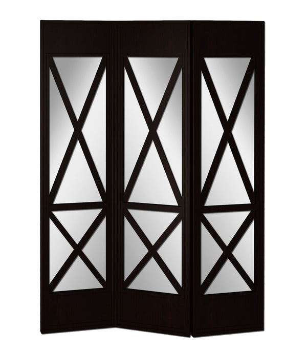 63 x 2 x 84 Black Wood Transverse 3 Panel - Screen