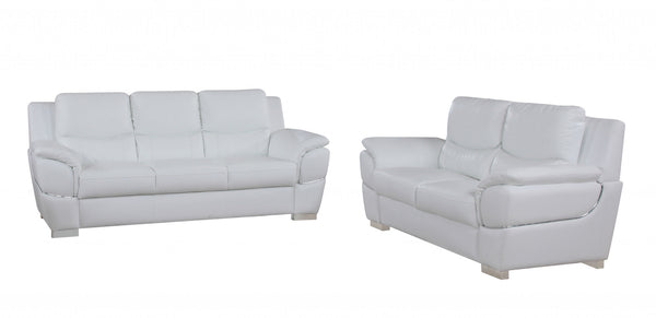 69'' X 34''  X 35'' Modern White Leather Sofa And Loveseat