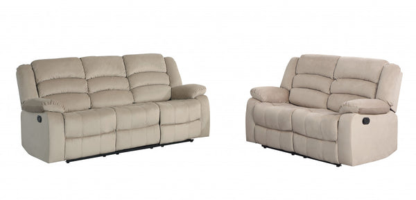 60'' X 35''  X 40'' Modern Beige Leather Sofa And Loveseat