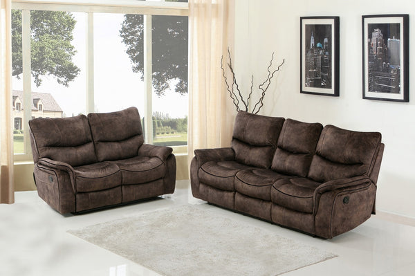 63'' X 40''  X 40'' Modern Dark Brown Leather Sofa And Loveseat