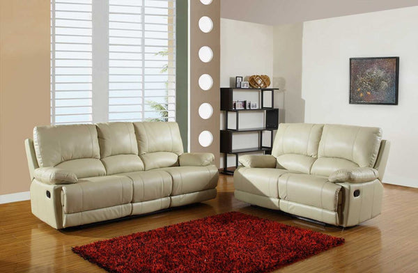 76'' X 40''  X 41'' Modern Beige Leather Sofa And Loveseat