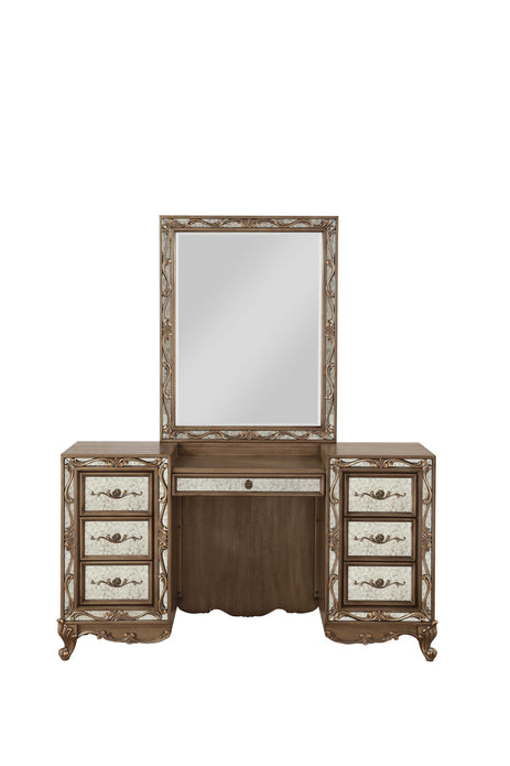 18' X 58' X 32' Antique Gold Wood Mirror Vanity Desk