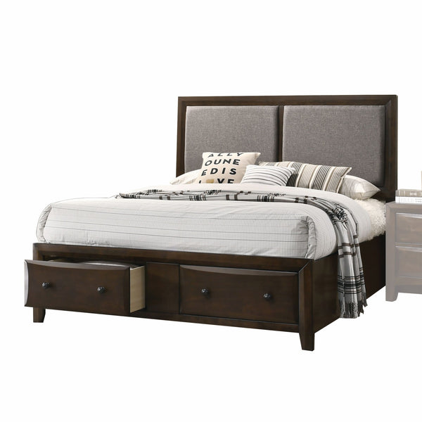 80' X 83' X 54' Fabric Walnut Wood Upholstered HB King Bed