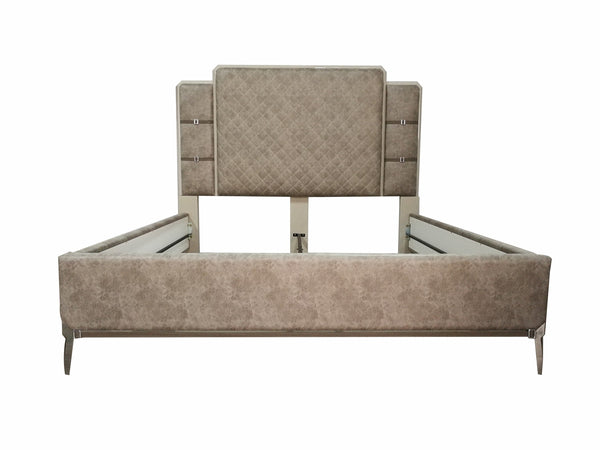 67' X 86' X 65' Vintage Beige PU Wood Upholstered (Bed) Metal Leg Veneer (Melamine) Queen Bed