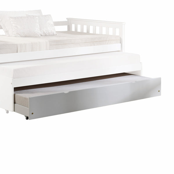 41" X 77" X 10" White Wood Casters Daybed - Trundle