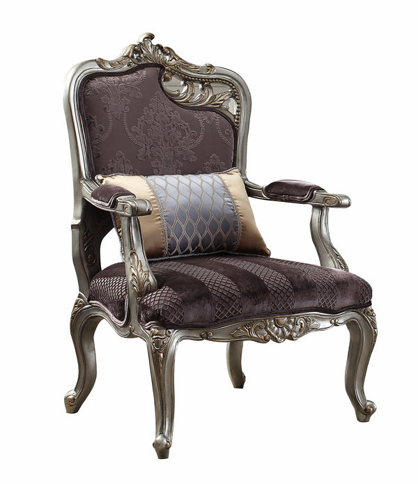 29' X 27' X 43' Velvet Antique Platinum Finish Chair With 1 Pillow