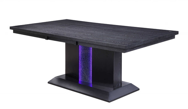 40' X 76' X 30' Black Wood LED Glass Dining Table