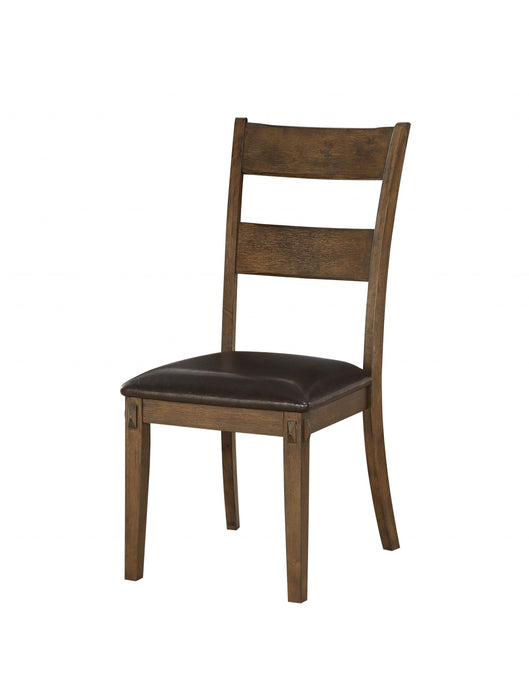 19' X 21' X 39' Faux Leather Upholstered and Dark Oak Wood Side Chair