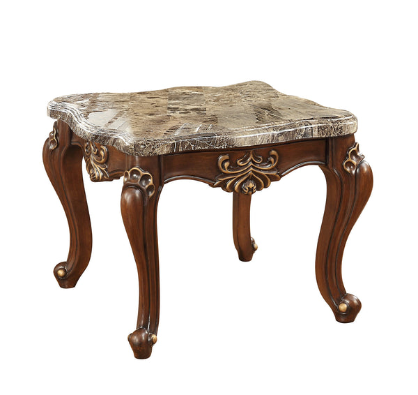 30' X 30' X 24' Marble Walnut Wood End Table