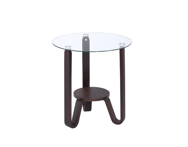 20' X 20' X 22' Dark Walnut Clear Glass Wood End Table