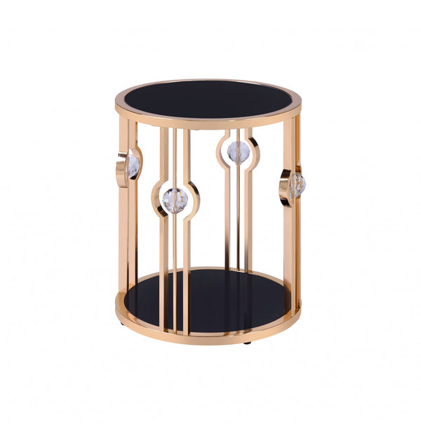 20' X 20' X 24' Metal Glass End Table and Gold  Black Glass