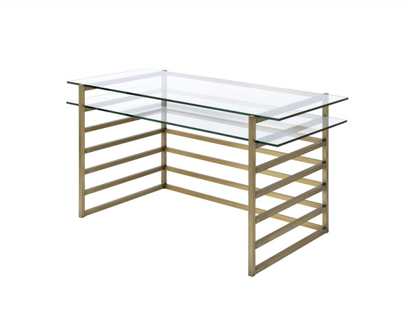 28' X 56' X 31' Antique Gold Clear Glass Metal Desk