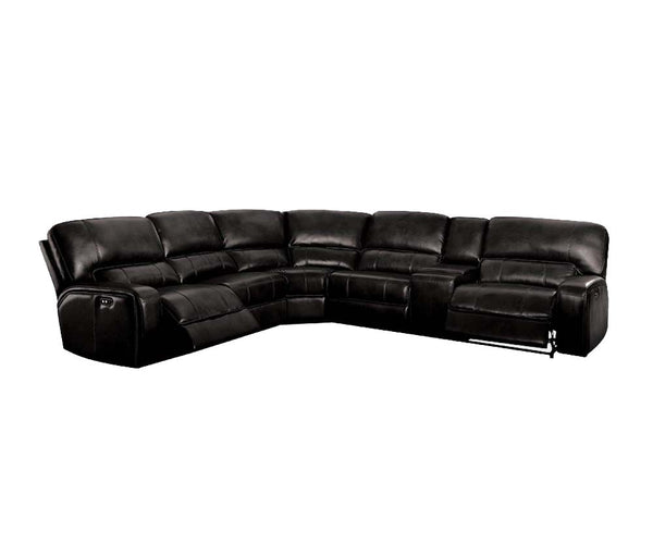 138' X 127' X 41' Black Leather-Aire Upholstery Metal Reclining Mechanism Sectional Sofa (Power MotionUSB Dock)