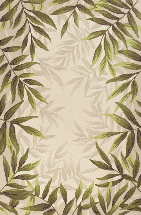 5' x 7' Sand Leaves UV Treated Indoor Outdoor Area Rug