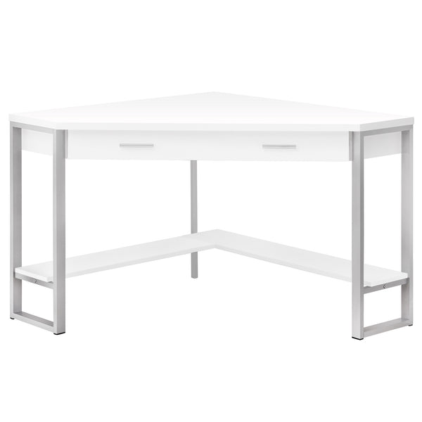 42" x 42" x 30" WhitewithSilver  Metal  Computer Desk