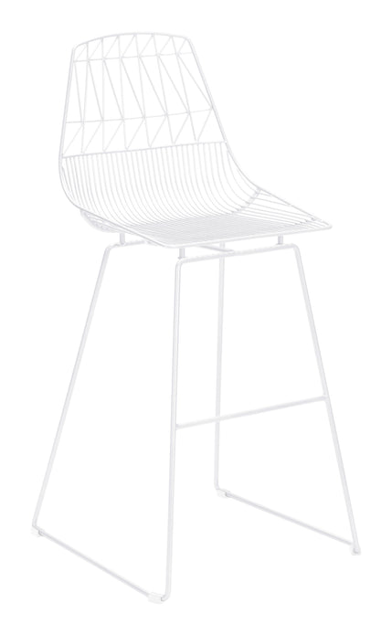 Set of Two White Steel Bar Stools