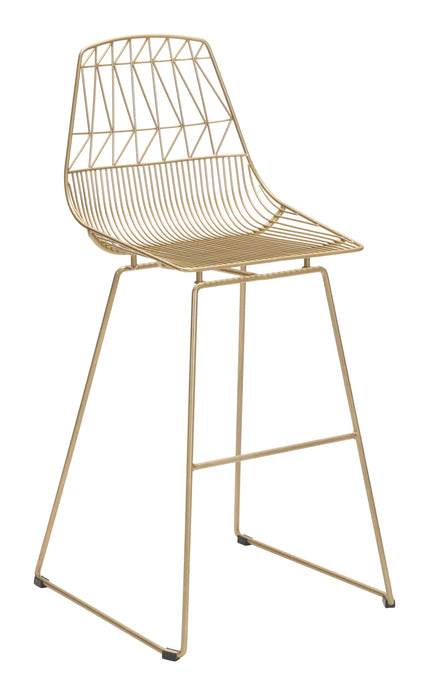 Set of Two Gold Steel Bar Stools