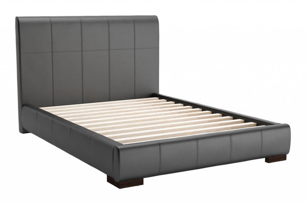 Black Faux Leather Platform Bed