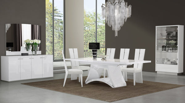 98.5" X 43.5" X 30" White  Dining Table and 6" Chair Set