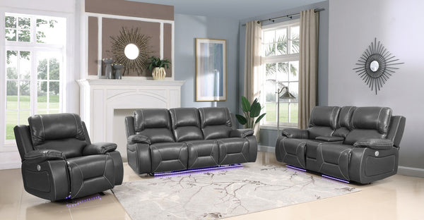 210" X 120" X 120" Gray  Power Reclining Sofa Set