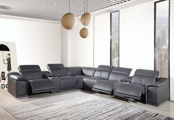 154" X 200" X 162.2" Dark Grey Power Reclining 8PC Sectional