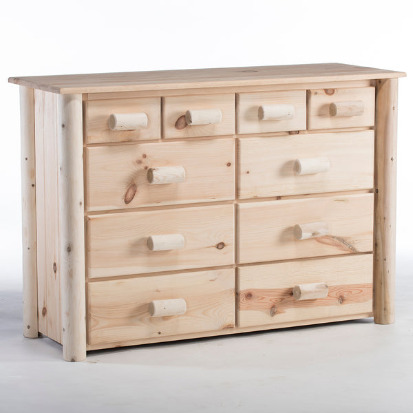 Natural Unfinished Wood Ten Drawer Dresser