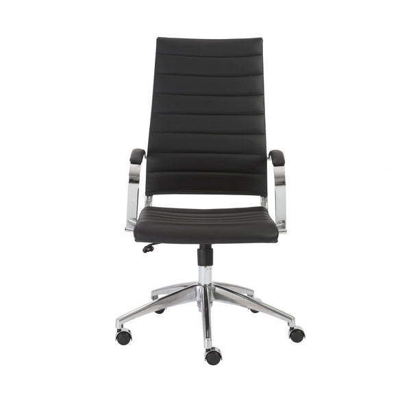 22.25" X 27" X 45.25" High Back Office Chair in Black with Aluminum Base