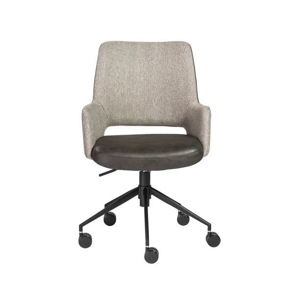 21.26" X 25.60" X 37.21" Office Chair in Light Gray Fabric and Dark Gray Leatherette with Black Base