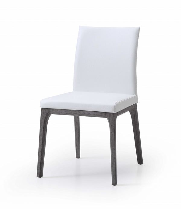 Set of 2 White Faux Leather Dining Chairs