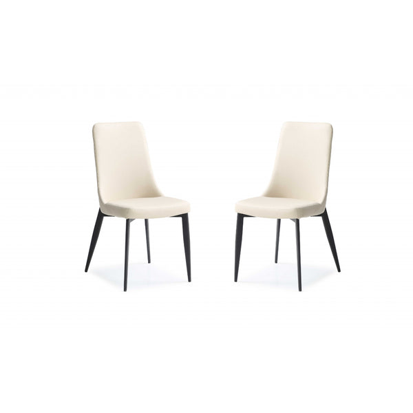 Set of 2 Light Taupe Faux Leather  Metal Dining Chairs