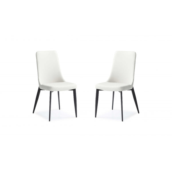 Set of 2 White Faux Leather Metal Dining Chairs