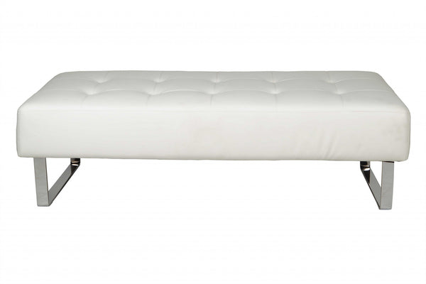 52 X 24 X 16 White Faux Leather Bench