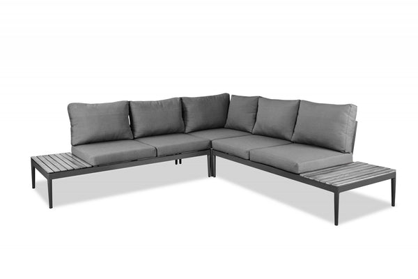 Gray on Gray Cushioned Sectional and Coffee Table Set